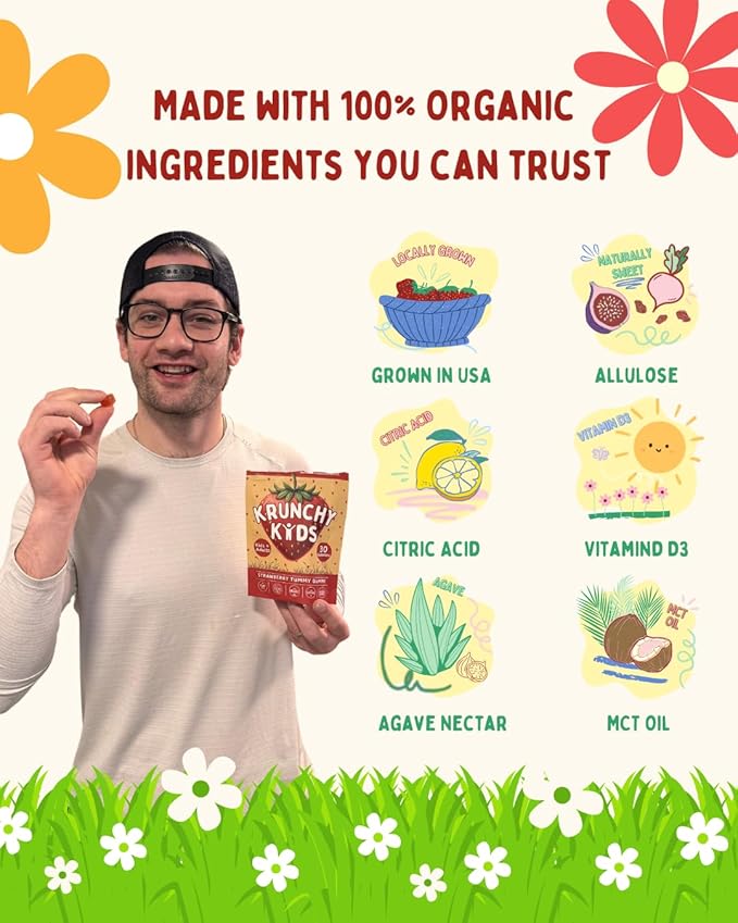 Vitamin D3 Gummies for Adults 5000 IU - Clean Ingredient Plant-Based Formula Strawberry Flavor Parent Formulated Vegan Dye-Free Made in USA 30 Count