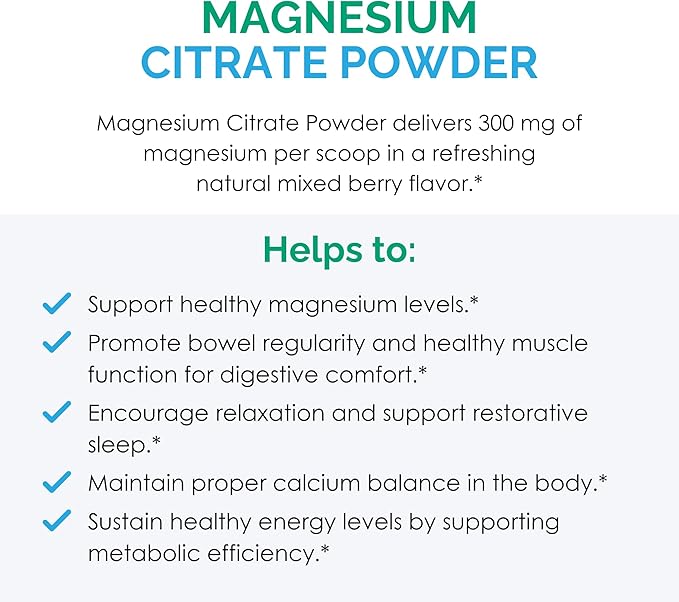 Rootcology by Dr. Izabella Wentz | Magnesium Citrate Powder | 300mg Magnesium for Relaxation and Regularity Support | Natural Mixed Berry Flavor | 270g / 60 Servings