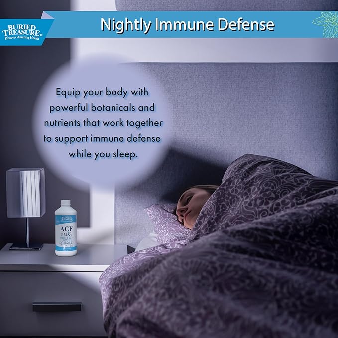 Buried Treasure ACF PM - 16 oz 16 Servings Nighttime Immune Support with Chamomile Vitamin C Echinacea Herbal Extracts Essential Nutrients