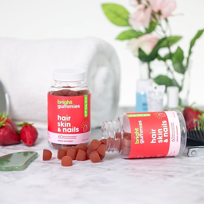 Hair Growth Gummies with Biotin 5000mcg + Vitamins C E &amp Zinc - Helps Prevent Hair Thinning &amp Loss - Stronger Hair Skin &amp Nails - Vegan Non-GMO - 60 Strawberry Gummies for Women &amp M