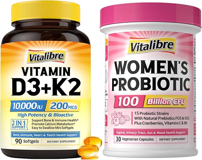 Women's Probiotics 100 Billion CFU &amp Vitamin D3 K2 10000 IU