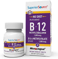 Superior Source No Shot Vitamin B-12 Methylcobalamin 1000 mcg B-6 &amp Methylfolate 1000 mcg - Supports Energy Brain and Heart Health - Bariatric Friendly - 60 Sublingual Dissolving Tablets