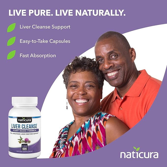 Liver Cleanse Plant-Based Formula - Vegan Full Spectrum Supplement with Milk Thistle Vitamin C and Zinc for Liver Function and Immune Support - 120 Capsules - No Fillers or GMO - Made in USA