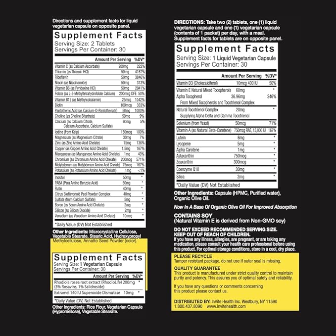 Invite Health Performance Vitamin - Comprehensive Daily Multivitamin with Enhanced Support for Athletes and Active People - 30 Day Supply(2-Pack)