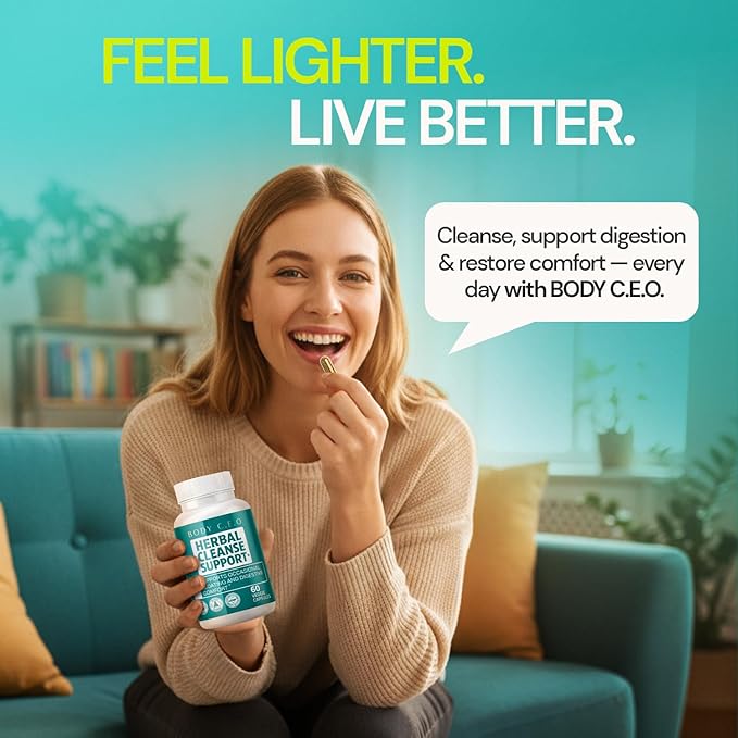 Herbal Cleanse Support - Botanicals &amp 11-Strain Probiotic Blend - Supports Digestion Bowel Movements Gut Balance &amp Regularity - 60 Veggie Capsules