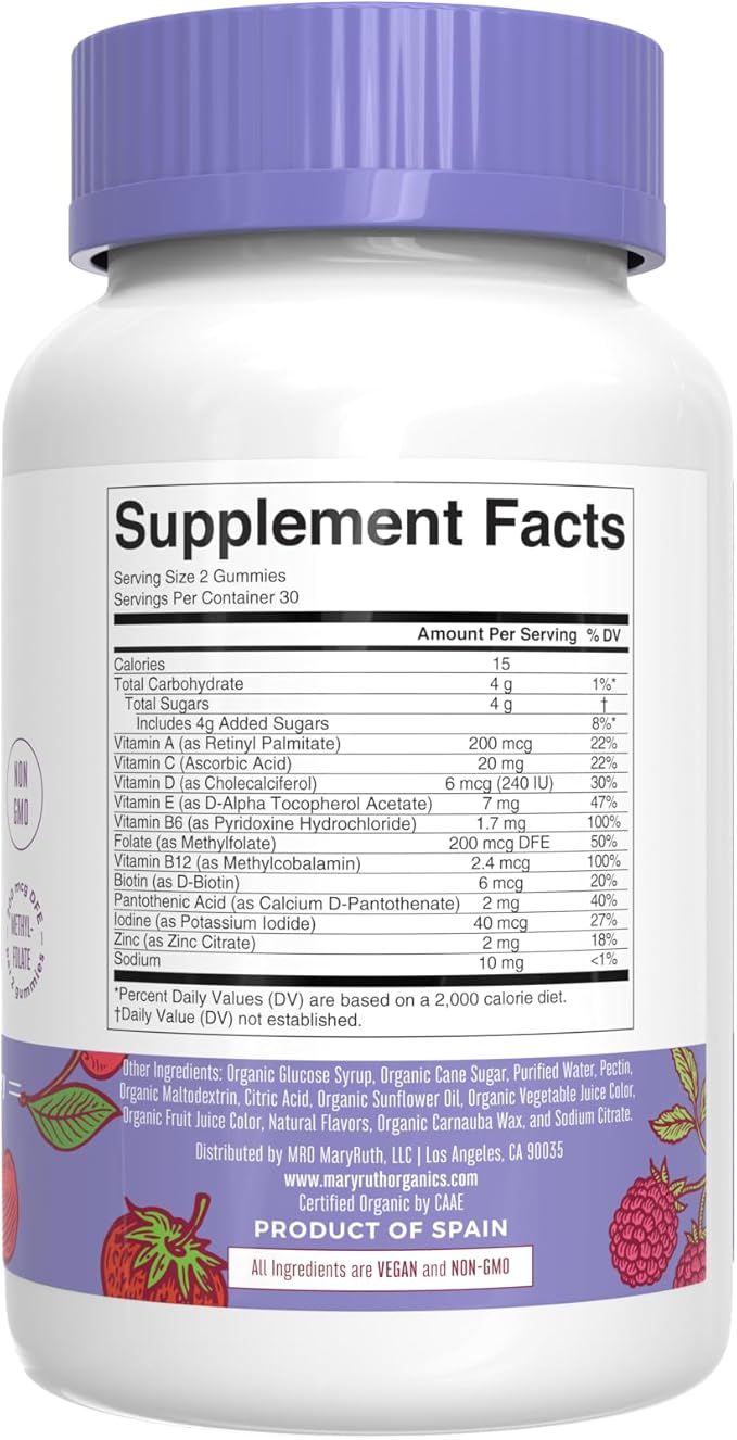 MaryRuth's Gummies for Kids–USDA Organic Multivitamin (Mixed Berry &amp Cherry) &amp Magnesium Calm (Hibiscus) | No Gelatin! | Vitamins for Immunity Gut Health &amp Overall Wellness | Vegan Non