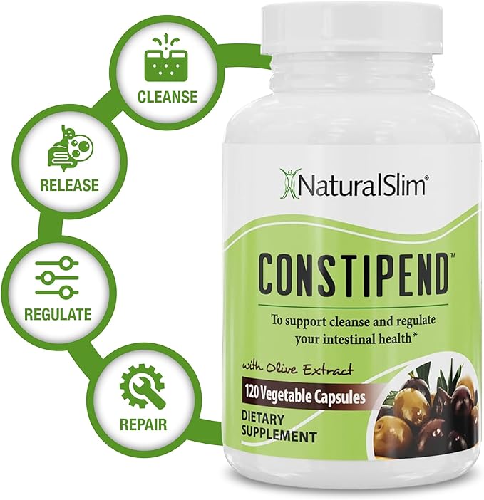 NaturalSlim Constipation Relief Stool Softeners Constipend Colon Cleanser for Women &amp Men with Magnesium Citrate Aspartate &amp Olive Extract 120 Vegetable Capsules