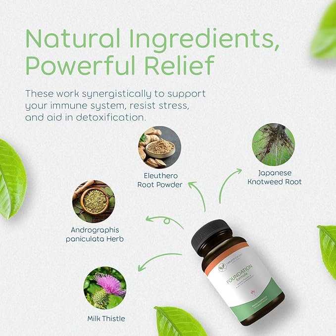 Foundation Formula | Tick Immune Support Supplement | with Japanese Knotweed Root Cat's Claw Milk Thistle | Resveratrol Supplement | Non-GMO All-Natural &amp Vegetarian 270 Capsules