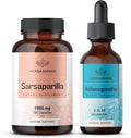 HERBAMAMA Sarsaparilla and Ashwagandha Kit - Bundle of 1000 mg Sarsaparilla Root Capsules &amp Ashwagandha Root Tincture 2 fl oz - Vegan Non-GMO Sugar &amp Alcohol-Free - 2 Pack