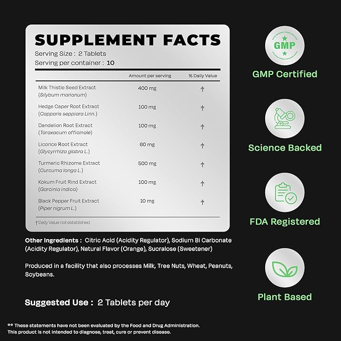 Auric Herbal Liver Support Supplement | Milk Thistle (Silymarin) Turmeric Garlic Ginger for Liver Health Advanced Detox &amp Cleansing Formula for Active Liver | 160 Tablets | Plant Based Gluten-F
