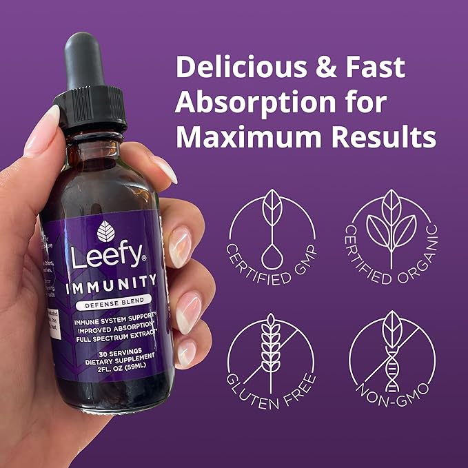 Leefy Organics Immunity Defense Blend - Organic Immune Support Supplement Fast Absorbing Immunity Supplement Immune Boosters for Adults Immune Boost Immune System Booster Immunity Boost - 2 Oz