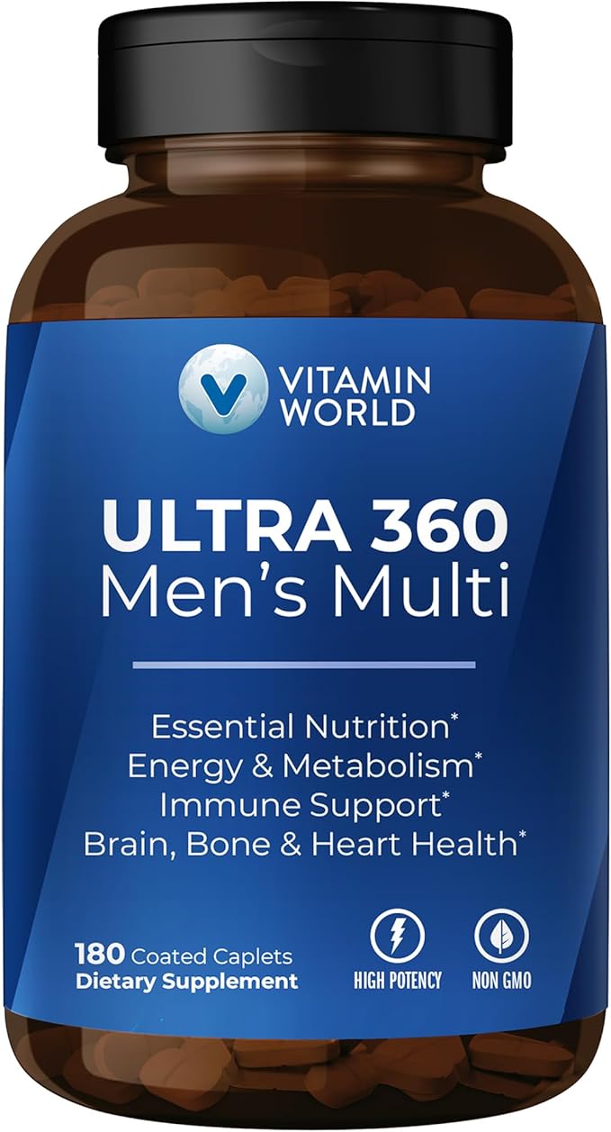 Vitamin World Ultra 360 Multivitamin for Men Men's Multivitamin with Herbs &amp Antioxidants for Energy &amp Performance Supplement with Vitamin A C D E B12 &amp Zinc for Immune Support 180