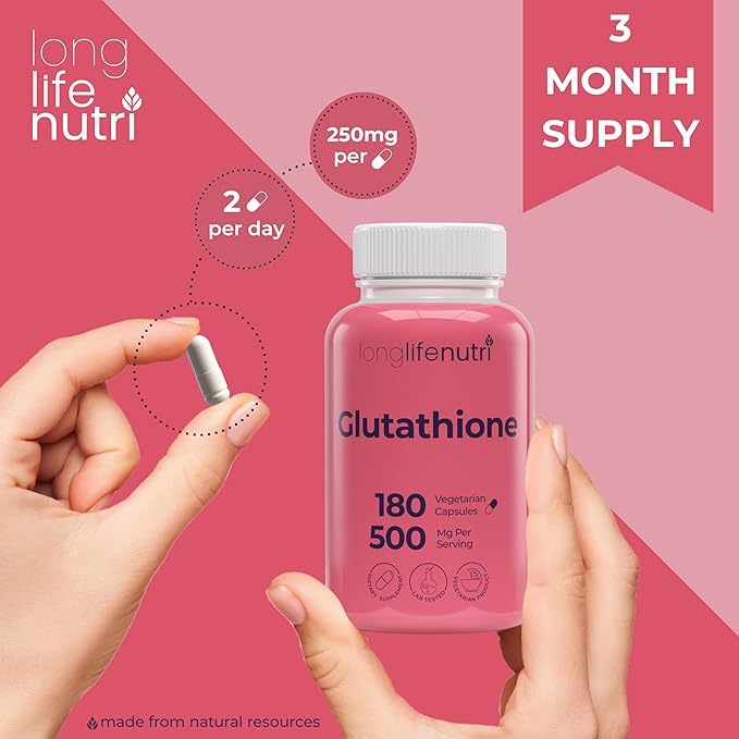 Reduced Glutathione 500mg – with White Milk Thistle and Alpha Lipoic Acid 180 Vegetarian Capsules Natural Antioxidant 3-Month Supply GMP Certified Made in USA