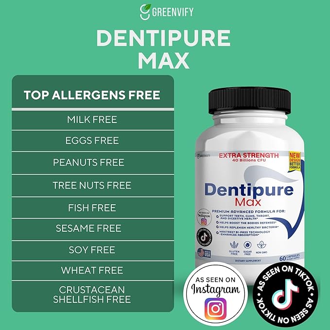 Dentipure Max Probiotic Supplement 40 Billion CFU 60 Capsules Supports Teeth and Digestive Health (1)