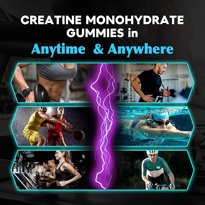 Creatine Monohydrate Gummies for Men Creatine Monohydrate Chewables 5g Per Serving Vegan Sugar Free Mixberry Flavor 120 Count