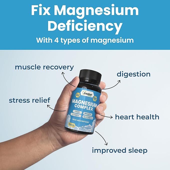 Magnesium Supplement with Glycinate Citrate Malate &amp Oxide Plus Immune Support with Vitamin C D3 Zinc 50mg Quercetin Echinacea Purpurea Sambucus Elderberry and Ginger