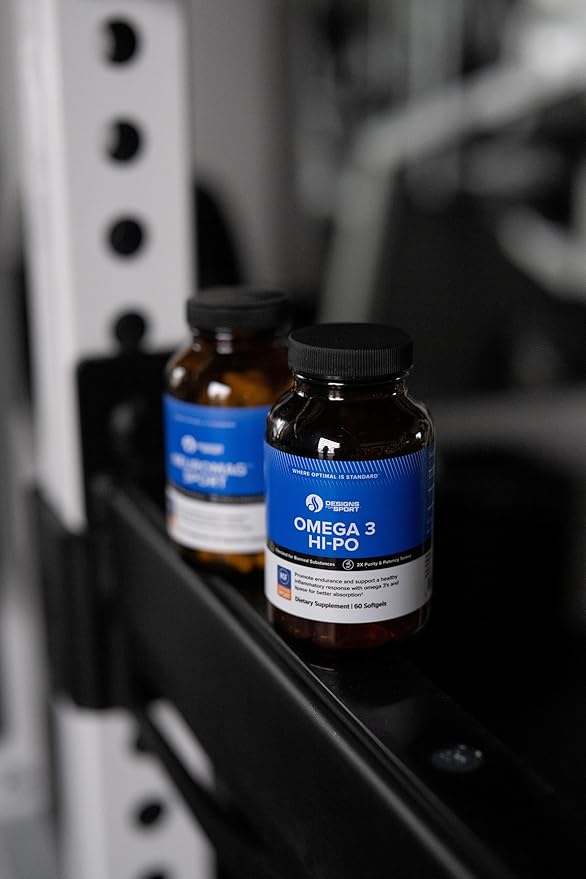 Designs for Sport Omega 3 HI-PO - High-Potency Triglyceride Fish Oil - 1500 mg Omega-3 with 750 mg EPA &amp 750 mg DHA - No Fishy Aftertaste - 60 Softgels