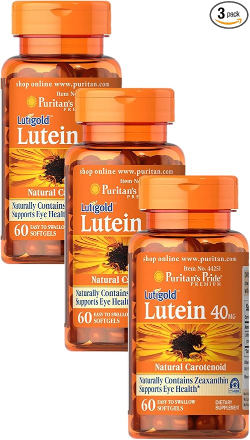 Puritan's Pride Lutein 40 Mg with Zeaxanthin Helps Support Eye Health* Whole Bean 60 Ct (Pack of 3)