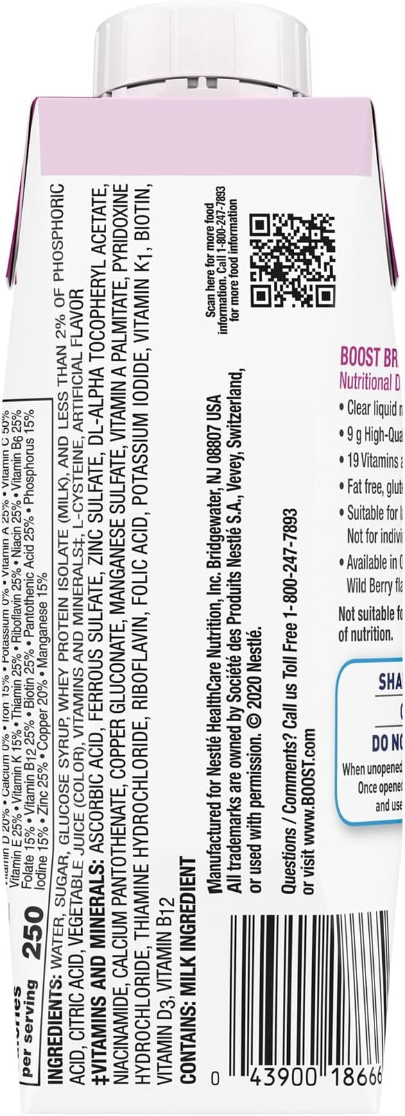 BOOST Breeze Clear Nutritional Drink 9g Protein 250 Nutrient-Rich Calories Wild Berry 8 fl oz &amp Ensure Clear Nutrition Liquid Drink 0g fat 8g of protein Mixed Fruit 10 Fl Oz (Pack of 12)