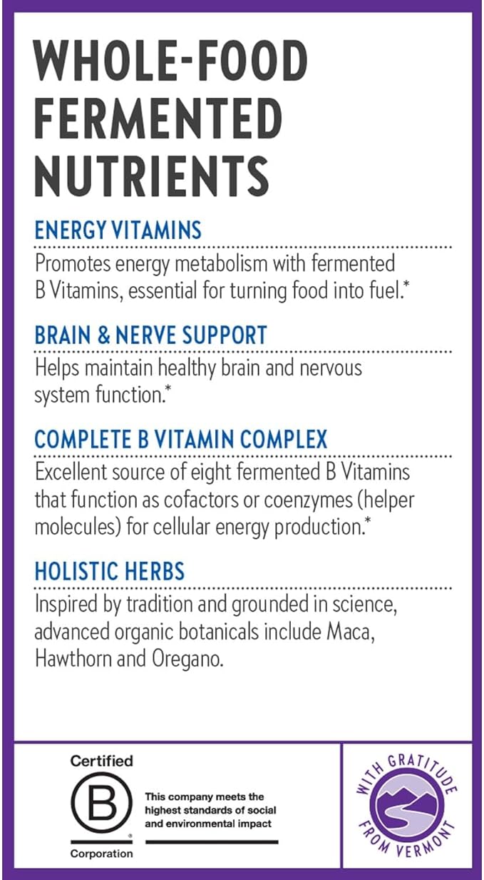 New Chapter Vitamin B Complex Fermented Coenzyme B Complex Rich in Vitamin B12 + Vitamin B6 + Biotin + Made with Organic Ingredients - 60 ct