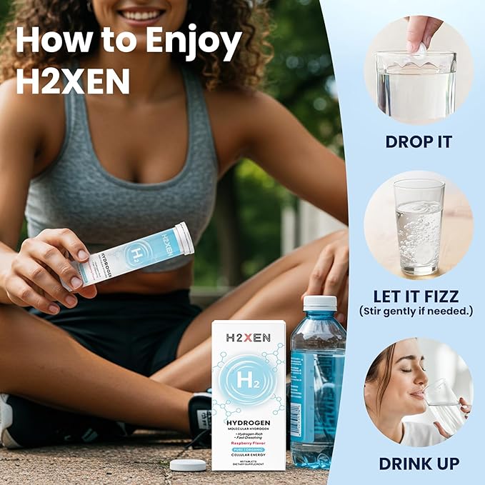 Molecular Hydrogen Tablets with Magnesium - 8 PPM Hydrogen Water Tablets for Drinking Water - Rich in Antioxidants Supports Healthy Aging Cellular Energy &amp Brain Health (60 Counts Raspberry)