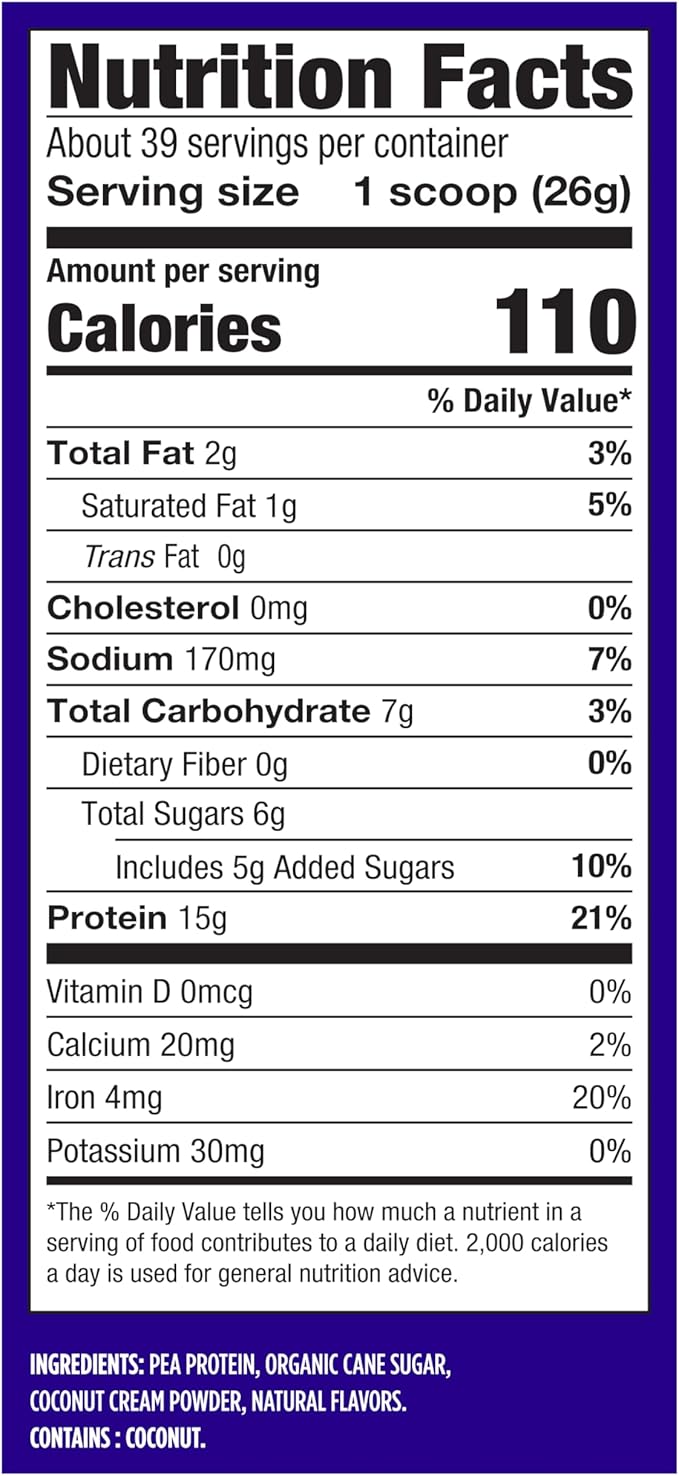 Vega Protein Made Simple Protein Powder Vanilla - Stevia Free Vegan Plant Based Healthy Gluten Free Pea Protein for Women and Men 2.2 lbs (Packaging May Vary) (Pack of 1)