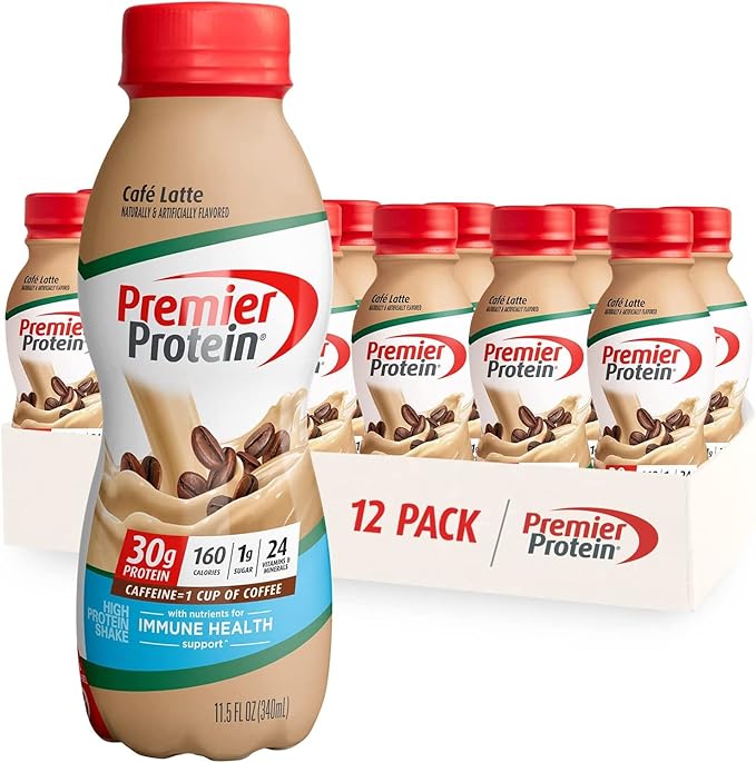 Premier Protein Shake Cookie Dough &amp Café Latte 30g Protein 11.5 Fl Oz 12 Pack Bundle