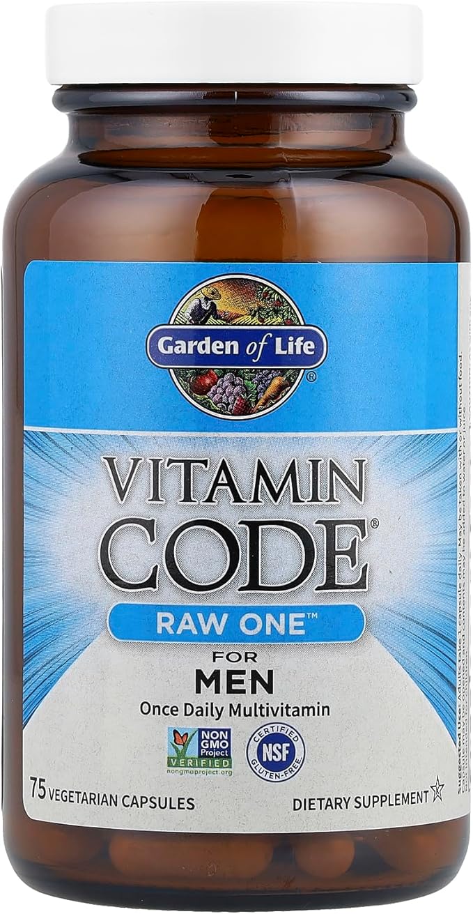 Garden of Life Vitamin Code Raw One for Men Once Daily Multivitamin 75 Capsules One a Day Mens Vitamins Plus Fruit Veggies &amp Probiotics for Mens Health Vegetarian Multivitamins