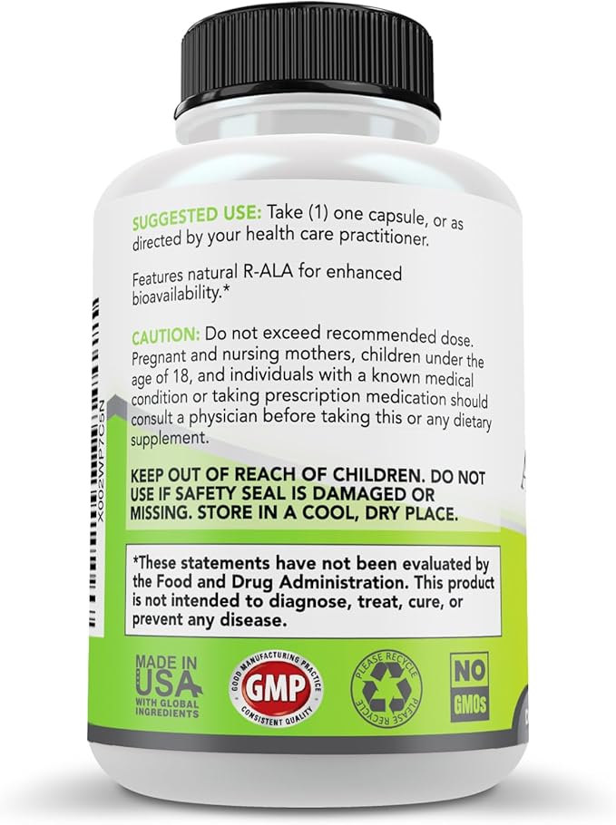 Simply Natures Pure Alpha Lipoic Acid 600mg 360 Veggie Capsules Non-GMO Thioctic Acid 12 Month Supply