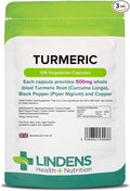 Turmeric Whole Root Extract 500mg 3-Pack 300 Capsules Curcumin Rich Curcuma