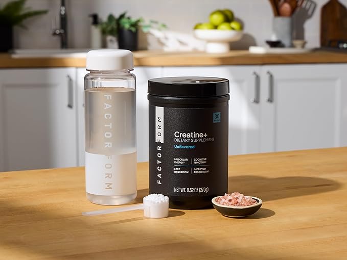 FACTOR FORM Micronized Creatine Powder + Electrolytes from Coconut Water – Creatine Monohydrate Supplement for Women &amp Men for Strength Recovery and Focus (Lightly Sweet Unflavored)