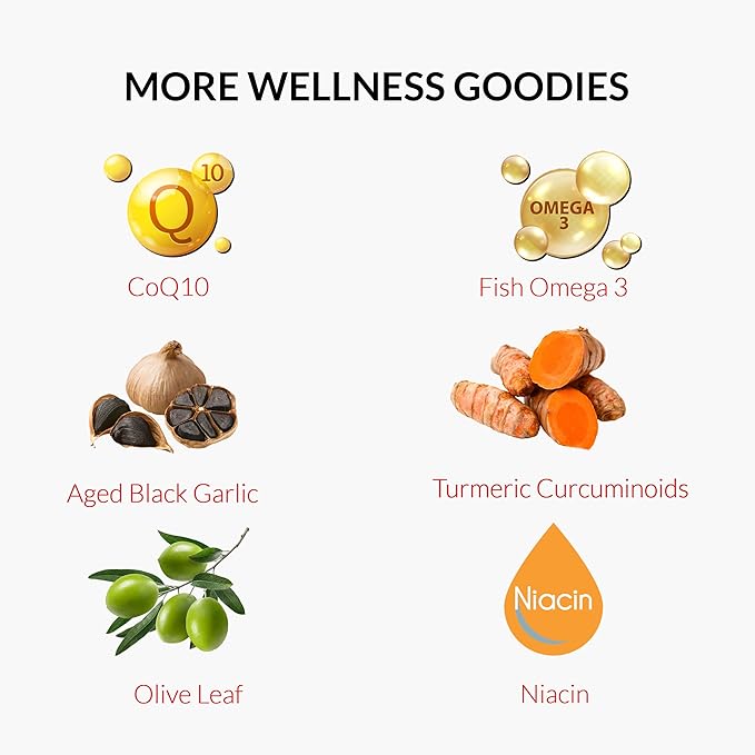 UpNourish Plant Sterols Citrus Bergamot Supplement with CoQ10 Omega 3 Olive Leaf Turmeric Curcumin Black Garlic and Niacin - 120 Softgels