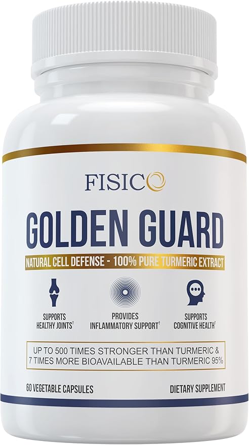 Golden Guard Fisico Turmeric Extract 60 Vegetable Capsules Natural Cell Defense Supplement for Joint Health and Cognitive Support