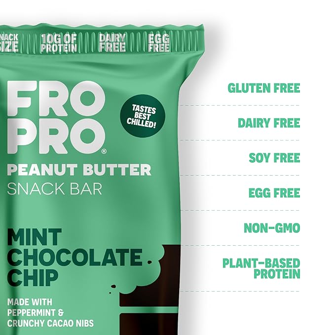 FROPRO Plant Protein Snack Bars - Plant Based Protein Bars All-Natural Gluten Dairy &amp Soy Free High Protein Bars with Low Calories | Mint 24 Pack