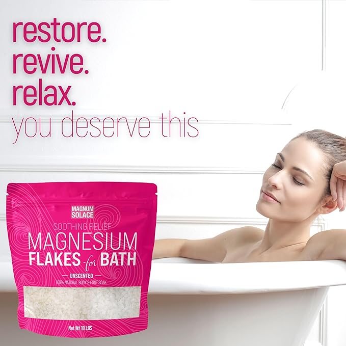 10 LBS Magnesium Flakes for Bath (Unscented) with Magnesium Oil Spray - Bundle