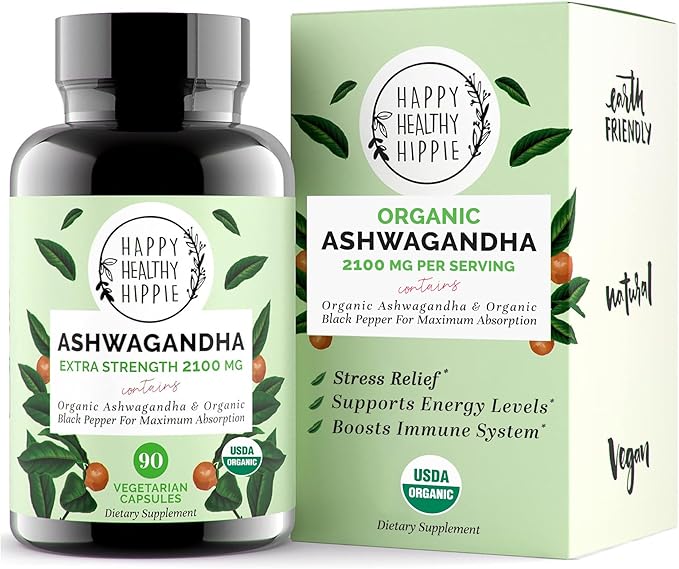 Happy Healthy Hippie PeriPeace Supplements for Women &amp Organic Ashwagandha Capsules