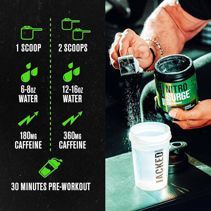 Jacked Factory Nitrosurge Pre-Workout in Pineapple &amp Creatine Monohydrate for Men &amp Women