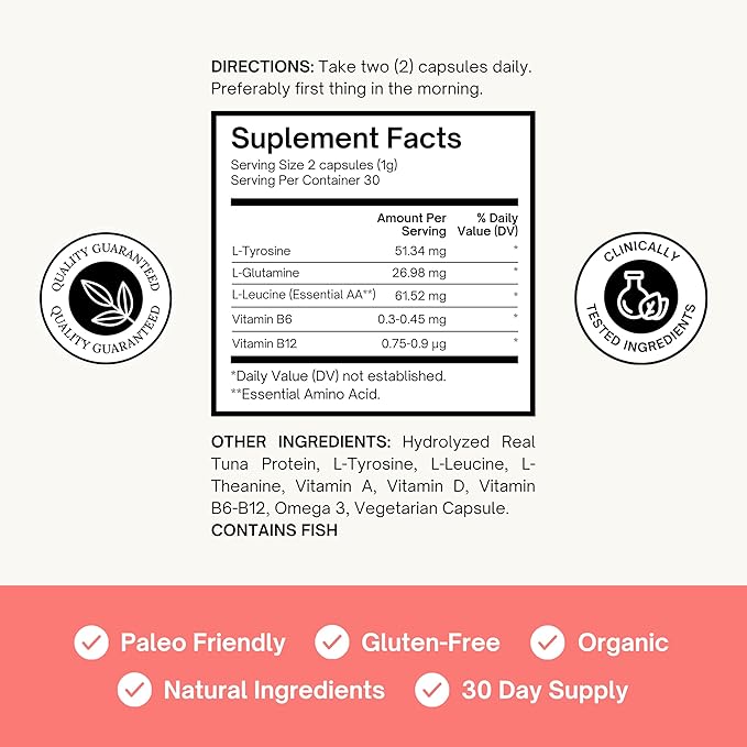 Nootropic Supplement - Focus Memory Booster Productivity &amp Energy Vitamins for Women &amp Men - Nootropics Brain Support Supplement with Vitamin B12 &amp L Tyrosine 60 Capsules