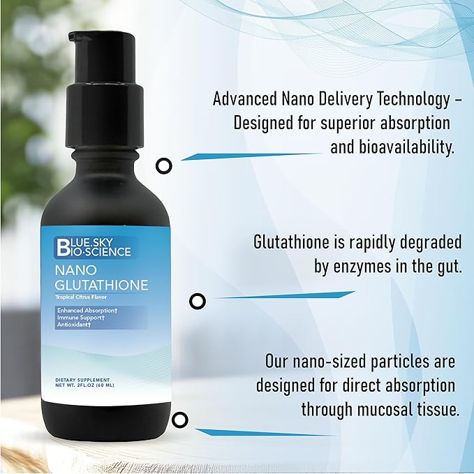 Nano Glutathione w/Nano Vitamin C | Ultra Absorbable Antioxidant for Detox Support Immune Health and Healthy Gums | Fast Oral Delivery | 30 Servings