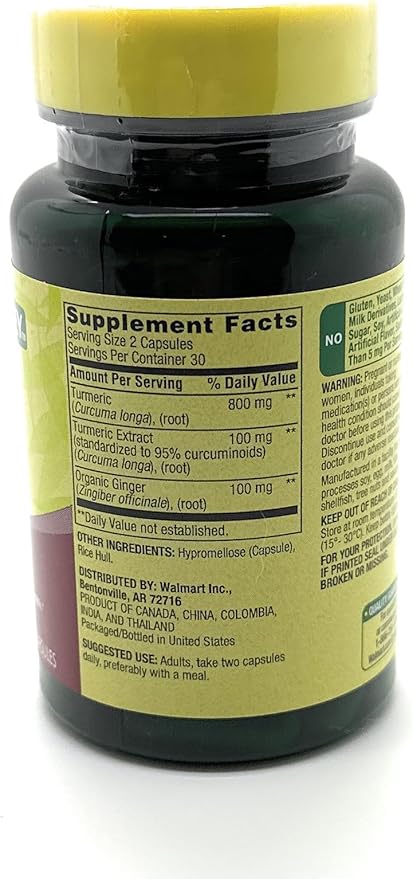 3 Bottles of Spring Valley Turmeric Curcumin W/Ginger Supplement 1000mg 60 Capsules Each Bottle. Plus Bonus 7 Day Pill Case.