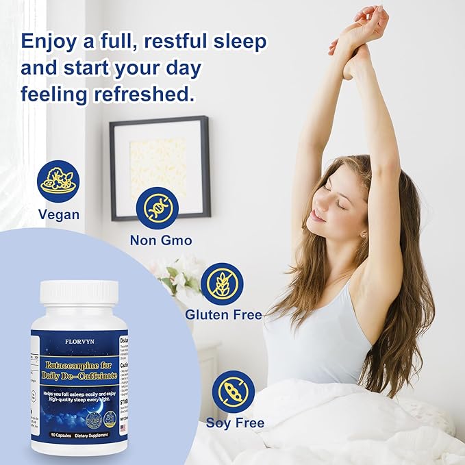 Rutaecarpine Supplement for Coffee Lovers – De-Caffeinate Naturally Derived Formula Supports the Body’s Caffeine Metabolism – Non-Habit Forming Helps Maintain a Calm &amp Relaxed State
