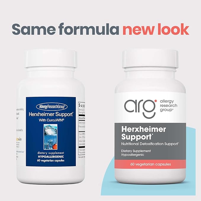 Allergy Research Group Herxheimer Support - Turmeric Boswellia Supplement with CurcuWIN Curcuminoids and Pure Boswellia Extract for Women &amp Men Detox and Cleanse Support - 60 Vegetarian Capsules