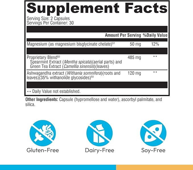 XYMOGEN Sleep &amp Perform - Magnesium &amp Ashwagandha Supplement for Sleep &amp Brain Performance Support - Chelated Magnesium with Shoden Ashwagandha - 60 Capsules