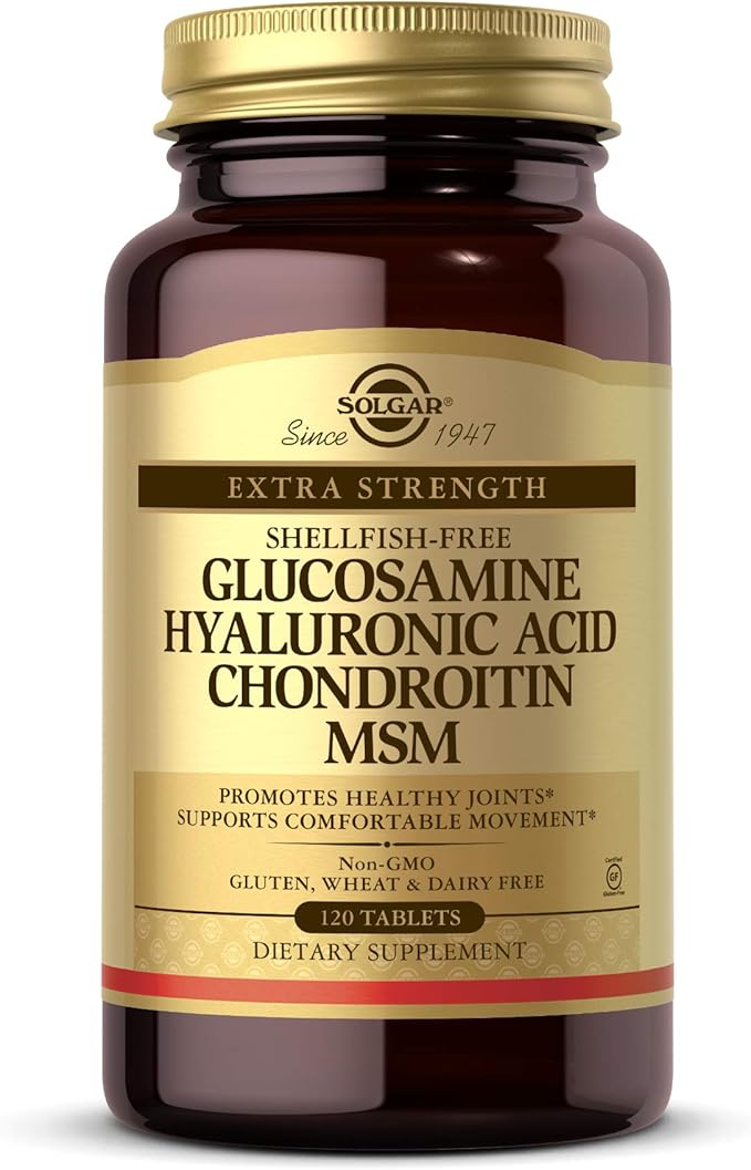 Solgar Glucosamine Hyaluronic Acid Chondroitin MSM 120 Tablets - Supports Healthy Joints - Supports Range of Motion &amp Flexibility - Extra Strength Shellfish Free - Non-GMO Gluten Free - 40 Serv