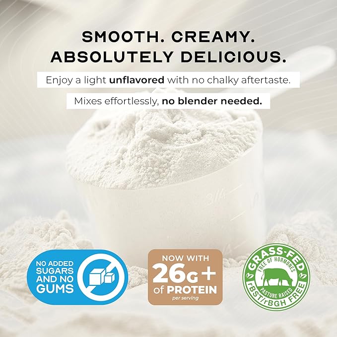 Muscle Feast Grass-Fed Whey Protein Isolate All Natural Hormone Free Pasture Raised Whey Isolate Protein Powder for Men and Women Clean Non-GMO &amp Gluten-Free Isolate Protein - Unflavored 2lb