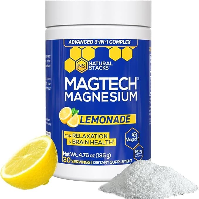 Natural Stacks Magtech Magnesium Capsules + Lemonade Bundle - 3 Forms of Magnesium - Supports Relaxation and Brain Health* - 60 Total Servings