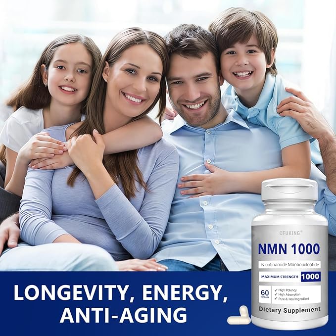 NMN 1000mg Per Serving Maximum Strength - 99% Pure NMN (Nicotinamide Mononucleotide) for NAD Cell Immune Energy Anti-Aging &amp Longevity Stabilized NMN Supplements 1000mg - 60 Veggie Capsules