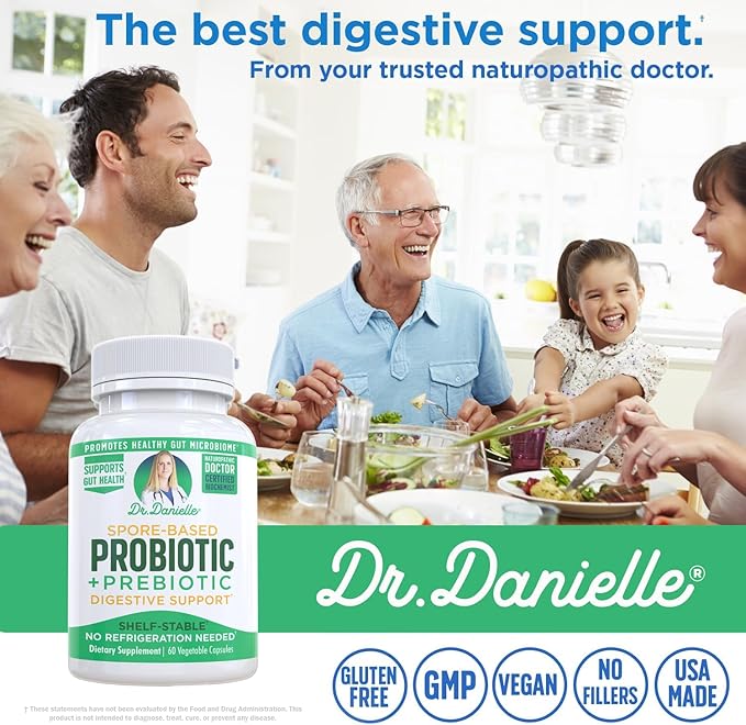 Dr. Danielle Probiotic - Probiotics for Women and Men Adults by Dr. Danielle - Shelf Stable Probiotic Supplement - No Refrigeration Necessary - Bacillus - 60 Capsules