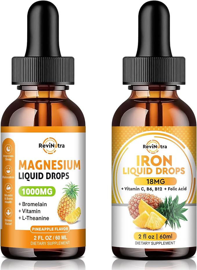 Liquid Magnesium &amp Iron Supplement Pineapple Flavor