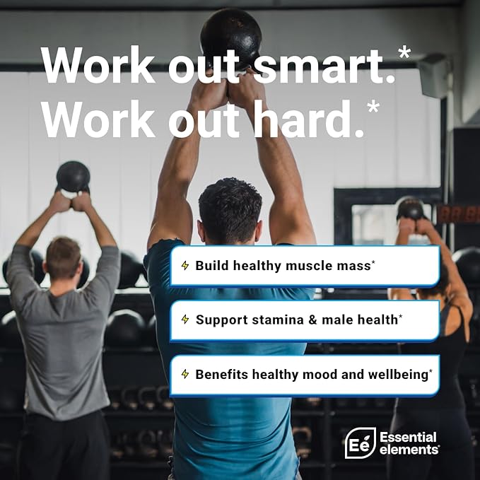 Essential Elements T-Hero + Micronized Creatine Monohydrate | Male Health Supplement - Muscle Support &amp T-Health